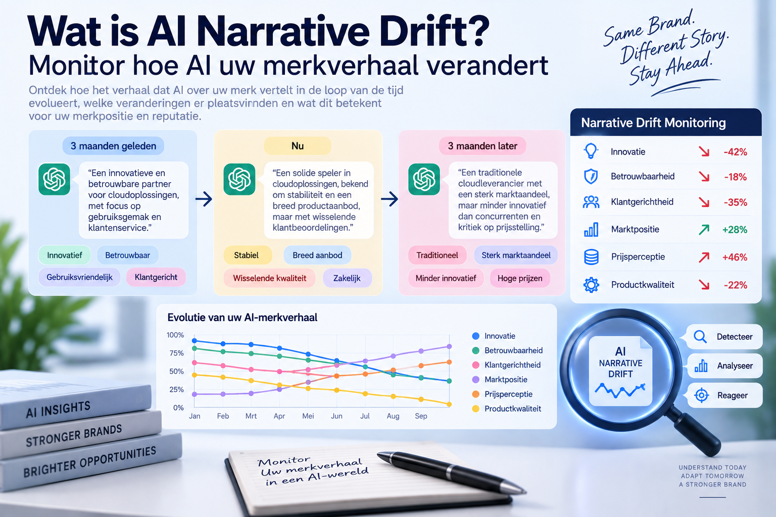 Wat is AI Narrative Drift? Monitor hoe AI uw merkverhaal verandert