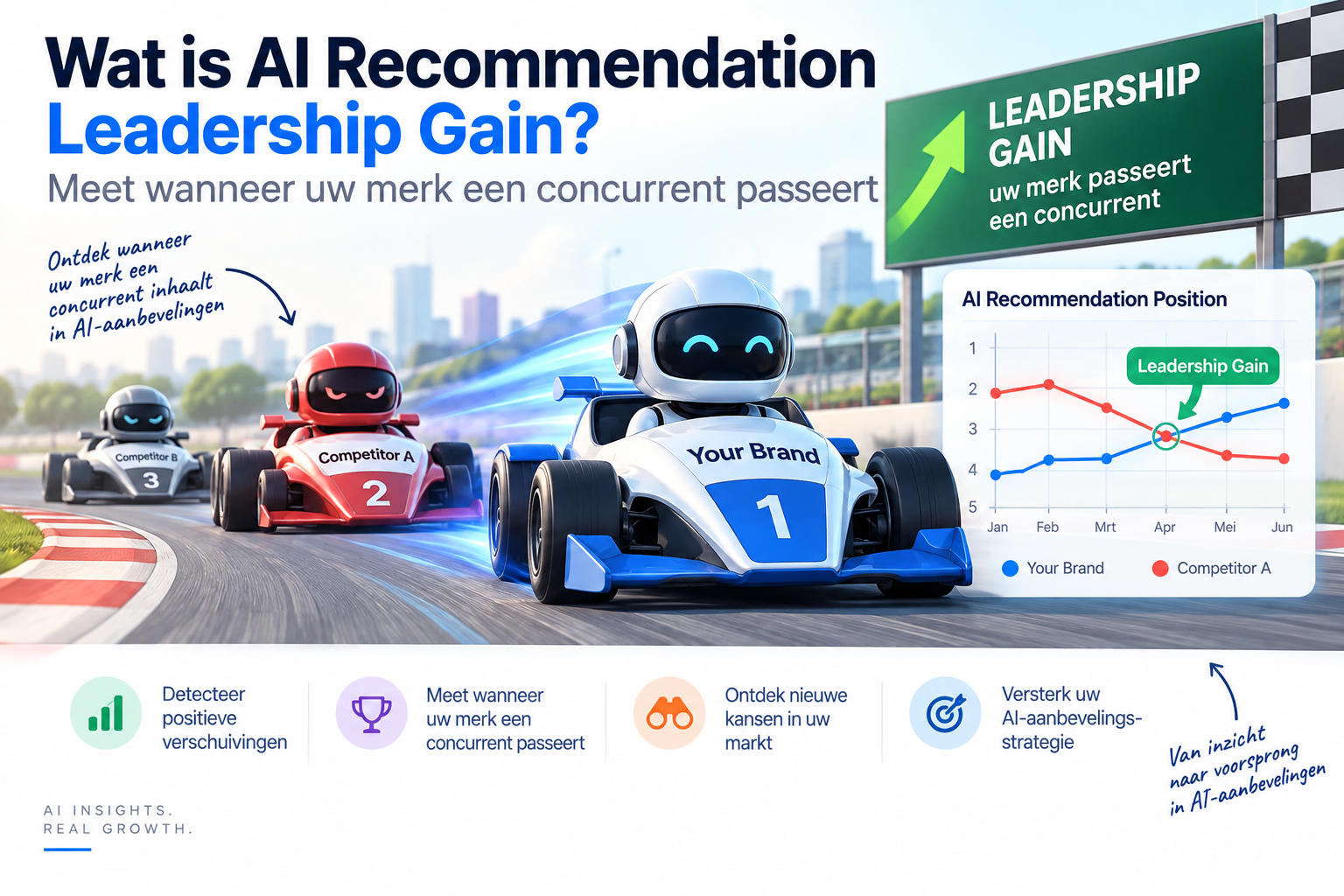Wat is AI Recommendation Leadership Gain? Meet wanneer uw merk een concurrent passeert