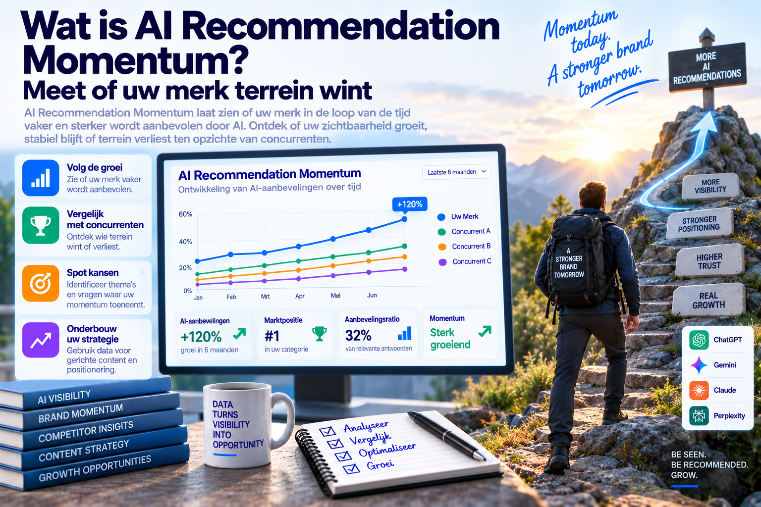 Wat is AI Recommendation Momentum? Meet of uw merk terrein wint