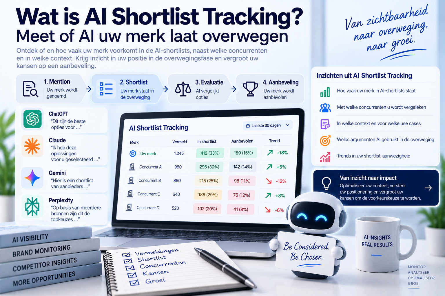 Wat is AI Shortlist Tracking? Meet of AI uw merk laat overwegen