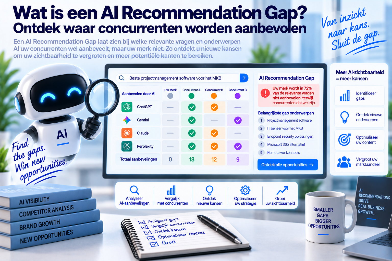 Wat is een AI Recommendation Gap? Ontdek waar concurrenten worden aanbevolen